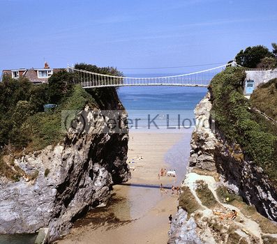 House on rock with suspension bridge Newquay Cornwall